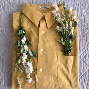 Mustard Yellow: VanHusen Button Down Dress Shirt.